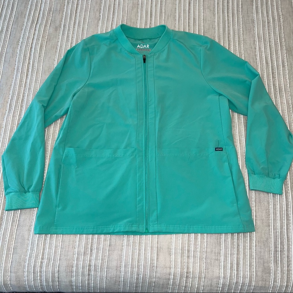 Adar Zippered Bomber Scrub Jacket